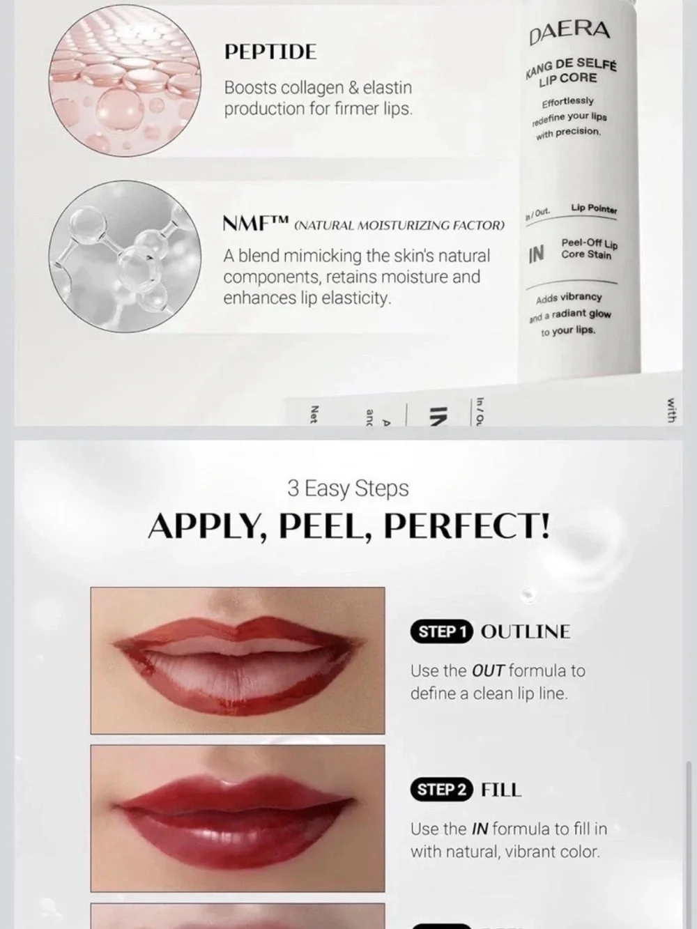 Kang De Selfé Lip Core & Lip Liner Set — Vibrant Red